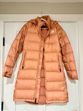 Northface knee length pink puffer sz M